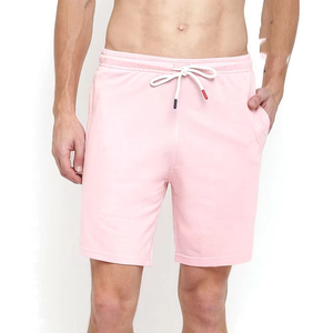 Pantalones Cortos Deportivos Rosa Pastel para Hombre, Cintura Elástica con Cordón, Tela Suave, Pantalones Cortos Casuales para Gimnasio y Correr con Bolsillos Laterales - Product Image 1