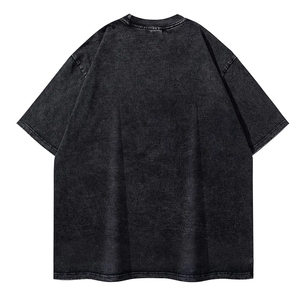 Camiseta de manga corta oversize con hombros caídos, estilo vintage lavado, de marca privada, para ropa urbana, a la moda, con lavado ácido, negra, al por mayor - Product Image 2