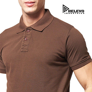 Chemise à manches courtes unie marron pour homme Relevo Industries, 100% coton, respirante, séchage rapide, écologique, vêtements décontractés - Product Image 2