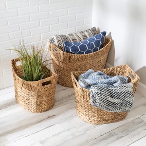 Cestas de Almacenamiento de Jacinto de Agua con Borde Festoneado y Asas, Ecológicas, Rústicas, Multiusos para el Hogar - Product Image 6