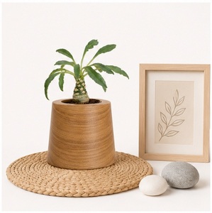 Macetero Artesanal de Madera de Teca Ecológico, Minimalista, para Interiores/Exteriores, Decoración de Jardín y Hogar, Macetero de Madera Sólida para Escritorio - Product Image 6
