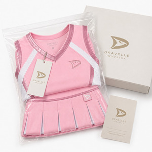 Uniforme de Porristas para Niñas OEM, Conjunto Personalizado con Logotipo, Rosa y Blanco, Malla, Poliéster, Spandex, Ropa Deportiva para Competencia - Product Image 5