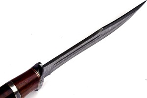 Custom DIY Handmade <b>Camping</b> Bowie Knife Clip Point Damascus Steel 3mm Blade Thickness Non-Adjustable Wooden Handle Leather - Product Image 2