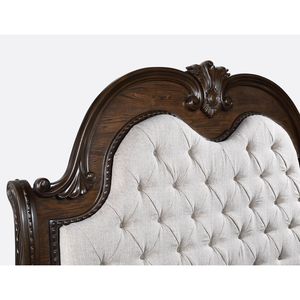 Letto a slitta King Size tradizionale in similpelle con bottoni trapuntati, stile formale per camera da letto - Product Image 3