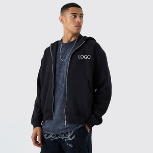 Sweat à capuche pour homme, coupe classique, en coton French Terry 450 GSM, 100 % coton, avec fermeture éclair intégrale, logo personnalisé, effet délavé, idéal pour l'hiver, fabrication OEM - Product Image 1