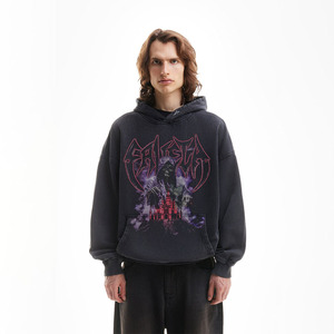 Unisex Heavyweight Acid Wash Custom Screen Print 100% Cotton Oversized Breathable Drop Shoulder Vintage Washed Hoodies Men - Product Image 1