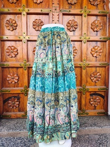 Women's Floor-Length Satin Silk Bohemian Eco-Friendly Breathable High <b>Elastic</b> Patchwork Print Multi Color ODM Summer Wear <b>Skirt</b> - Product Image 4