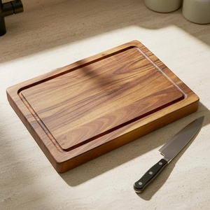 Planche de service et de découpe artisanale en bois d'acacia grand format, antidérapante, avec poignée, pour charcuterie et ustensiles de cuisine, vente en gros - Product Image 5