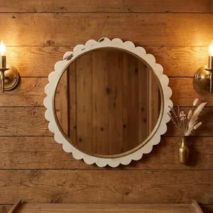 Scalloped Round Wall <b>Mirror</b> <b>Gold</b> <b>Frame</b> Decorative Vanity <b>Mirror</b> Modern Bathroom Bedroom Entryway Accent Home Decor ElegantDesign - Product Image 3