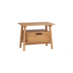 High quality teak wood <b>bedside</b> table with 1 drawer and natural finish color for indoor bedroom use. - Product Image 3