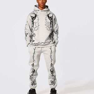 Ensemble de survêtement polaire tendance pour hommes, coupe oversize, col montant, avec pantalon de jogging, personnalisable avec logo OEM, style streetwear, maquette gratuite - Product Image 2