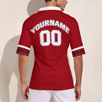 Maillot de baseball rouge personnalisé pour homme, col en V, manches courtes, impression sublimée, nom de l'équipe, maillot de rugby, OEM, polyester, vêtements de sport