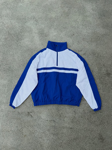 Blouson de sport pour homme, bleu et blanc, style color block, fermeture éclair quart de tour, coupe-vent, style sportif, matière polyester, coupe régulière, pour l'automne - Product Image 1
