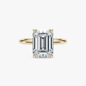Anillo solitario de oro amarillo de 14 quilates con diamante de corte esmeralda cultivado en laboratorio, anillo de compromiso de lujo para mujer - Product Image 3