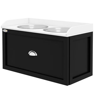 Set di Ciotole Rialzate Bianche e Nere per Cani, 2 Ciotole con Contenitore per Cani di Taglia Grande, Stazione di Alimentazione per Animali Domestici - Product Image 1