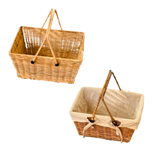 Panier de rangement en rotin écologique avec cadre métallique et doublure en coton amovible, fabriqué au Vietnam - Product Image 1