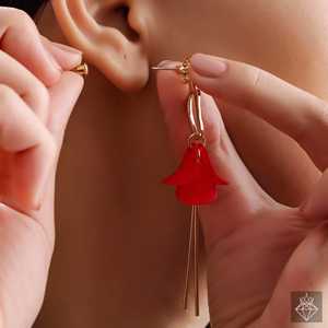 PRAO Graceful Red Lady Pendientes colgantes Accesorio de moda - Product Image 1
