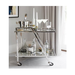 Handmade Restaurant 3 Tier Food <b>Serving</b> <b>Trolley</b> Admirable Design Silver Color Metal And Glass Tea <b>Serving</b> <b>Trolley</b> - Product Image 6