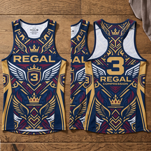 Camiseta sin Mangas Deportiva para Hombre, Marca Regal, con Estampado Geométrico, Sublimada, 100% Poliéster, de Secado Rápido, Cuello Redondo, Compresión - Product Image 1