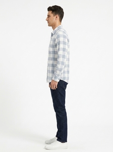 Men's Blue Check Pattern <b>Shirt</b> Long Sleeve Button Front Casual Woven Flannel <b>Shirt</b> for Everyday Use - Product Image 2