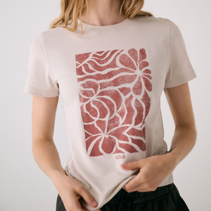 T-shirt à manches raglan blanc et rose pour femme avec imprimé 80, col rond, coupe décontractée, jersey en coton, manches courtes, toutes saisons - Product Image 2