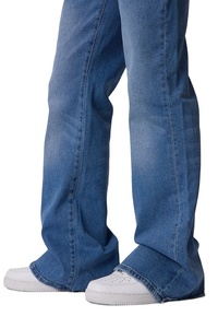 Super Flare Denim Jeans-Vintage Style Mid Waist Regular Fit Eco-Friendly Lightweight Medium Wash - Product Image 6