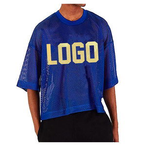Camiseta de Fútbol Americano Vintage para Hombre, Estilo Oversize, Negra, de Lujo, con Malla, 100% Algodón, Estilo Urbano, Transpirable - Product Image 1