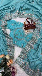 New Women's Designer Saree Collection Soft NC Vichitra Party <b>Ankle</b>-Length Wrinkle-Free - Product Image 4