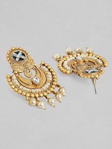 Parure de bijoux plaqué or 24 carats en alliage, motif floral ethnique orthodoxe, collier et boucles d'oreilles, imitation perle et zircon, pour femme, mode mariage - Product Image 2