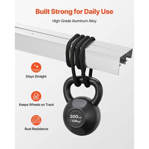 Kit de Herrajes para Puerta Corredera de Doble Riel de Aleación de Aluminio de 4 Pies, Fácil Instalación, Funcionamiento Suave y Silencioso - Product Image 4