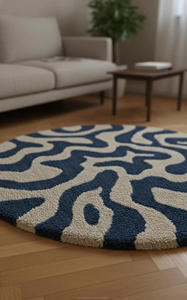 Premium Handmade Handtufted Wool Anti-Slip Rug with Geometric Pattern and <b>Thick</b> Pile for Modern Interiors Hotels and Villas - Product Image 6