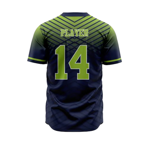 Camiseta de Béisbol Verde Marino para Hombre, Equipo 14, Impresión Sublimada, Absorbe la Humedad, Manga Corta, Cierre de Botones, Corte Regular, Ropa para Adultos - Product Image 2