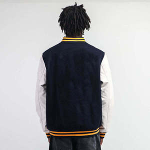 Men's Classic Letterman Jacket Varsity Style Stand Collar <b>Covered</b> <b>Button</b> Closure Breathable Quick Dry Cotton Polyester Casual - Product Image 2