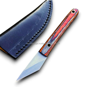 Couteau utilitaire miniature à lame fixe en acier Damas de qualité supérieure, ultra-affûté, style Kiridashi, manche en bois, OEM, transport légal, EDC - Product Image 2