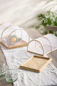 Juego de cubiertas y bandejas de bambú natural tejido para alimentos, para almacenamiento en cocina, decoración de restaurantes, antiinsectos, para pedidos al por mayor - Product Image 5