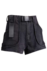 Shorts décontractés sur mesure en jean déchiré pour femme, taille haute, respirants, 100 % coton, avec cordon de serrage, style sportif, été, OEM ODM - Product Image 5