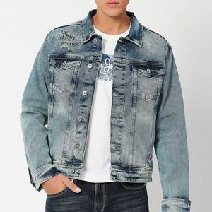 Veste en jean pour homme, coupe décontractée, bleu délavé, col rabattu, manches classiques, fermeture boutonnée, idéale pour le printemps - Product Image 1