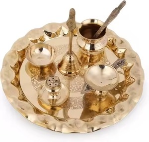 Decorative Templeware Brass Pooja Thali Traditional Design Elegant Style <b>Mandir</b> Plate Decor - Product Image 3