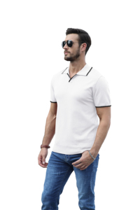 T-shirt en jersey de coton respirant pour homme, blanc, à manches courtes, tricoté, couleur unie, coupe classique, avec logo frontal, 220g - Product Image 3