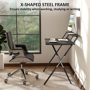 32\" Foldable Black <b>Computer</b> Desk with Monitor Shelf Easy Assembly <b>for</b> Small Spaces-Home Office Study and Laptop <b>Table</b> - Product Image 6