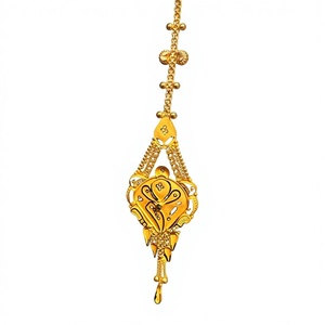 Tikli Maang Tikka en or massif 22 carats, bijou de front en or jaune véritable, accessoire de cheveux de mariée indienne, coiffe de mariage traditionnelle - Product Image 1