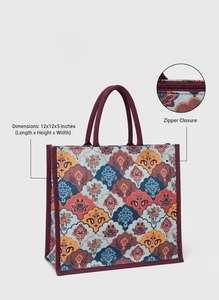 Sac fourre-tout classique en jute de créateur, 15 litres, uni, lavable, pour les voyages et les activités promotionnelles, 12x12x5 - Product Image 3