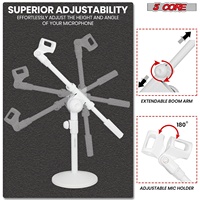 Support de microphone à 5 brins réglable de 21,5 pouces, pied de microphone de bureau avec base ronde pour microfono