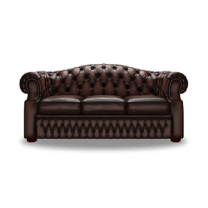 Sofá Chesterfield de Tres Plazas, Estilo Moderno, Tapizado en Cuero de Lujo, con Brazos Enrollados, Mueble Clásico para Sala de Estar - Product Image 3