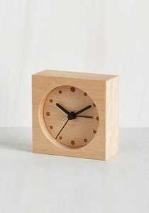Minimalist Square Wooden <b>Desk</b> <b>Clock</b> Mechanical Wave Movement Silent Alarm Temperature Portable Small Black Hands Gold Center - Product Image 2
