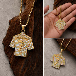 Collar con Colgante Personalizado de la Camiseta de Ronaldo Número 7, Estilo Hip Hop, con Incrustaciones de Diamantes de Imitación, Plata 925, Micro Pavé, Moissanita, para Deportes de Fútbol - Product Image 4