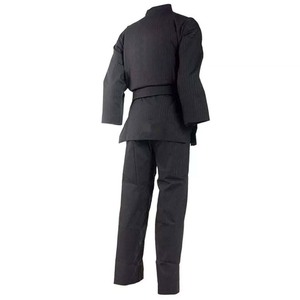 Uniforme de Taekwondo Azul Sólido con Ribete, Cuello en V, Dobok de Artes Marciales, Traje de Entrenamiento de Tela Acanalada con Cinturón a Juego, Nuevo - Product Image 3