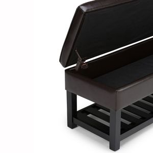 Panca contenitore Cosmopolitan Tanners Brown con fondo aperto, elegante sgabello e ottoman. - Product Image 4