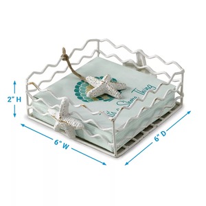 Porte-serviettes carré moderne en métal avec motif feuille de fougère dorée et base marron foncé - Product Image 5