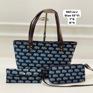 Sac fourre-tout de luxe tendance pour femme avec motif éléphant, ensemble de 3 pièces avec pochette bandoulière et portefeuille, en tissu doux et écologique, idéal pour le bureau et le quotidien - Product Image 1